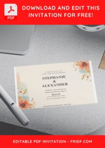 (Free Editable PDF) Elegant Rustic Floral Wedding Invitation Templates H
