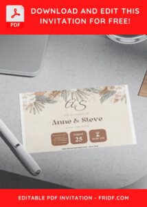 (Free Editable PDF) Eclectic Bohemian Style Wedding Invitation Templates H