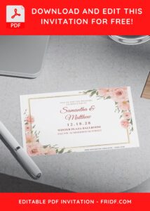 (Free Editable PDF) Harmony Of Garden Floral Wedding Invitation Templates H