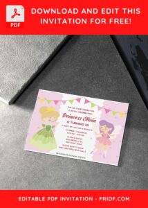 (Free Editable PDF) Cute Royal Princess Birthday Invitation Templates B