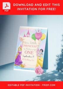 (Free Editable PDF) Enchanting Disney Princess Birthday Invitation Templates B
