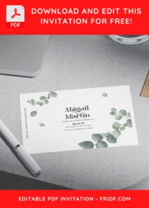 (Free Editable PDF) Watercolor Greenery Eucalyptus Wedding Invitation Templates H