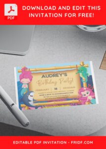 (Free Editable PDF) Splish Splash Mermaid Bash Invitation Templates H