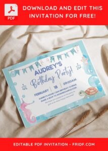 (Free Editable PDF) Watercolor Under The Sea Birthday Invitation Templates I