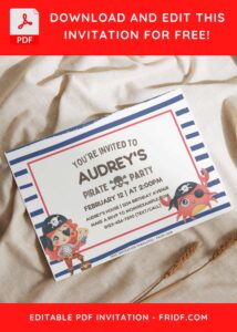 (Free Editable PDF) Ahoy Pirate Birthday Invitation Templates I