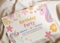 (Free Editable PDF) Adorable Unicorn Garden Birthday Invitation Templates I