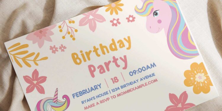 (Free Editable PDF) Adorable Unicorn Garden Birthday Invitation Templates I