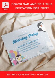 (Free Editable PDF) Penguin Winter Fiesta Birthday Invitation Templates I
