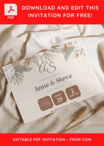 (Free Editable PDF) Eclectic Bohemian Style Wedding Invitation Templates I