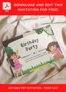 (Free Editable PDF) Dora The Explorer Birthday Invitation Templates I