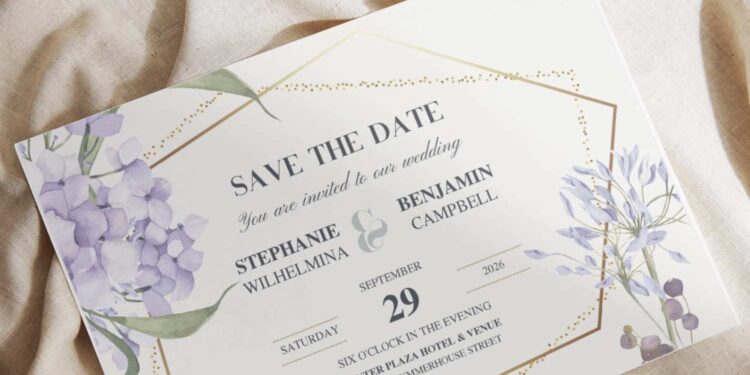 (Free Editable PDF) Magnificent Geometric Floral Frame Wedding Invitation Templates I