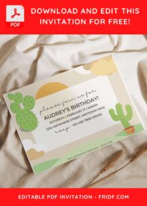 (Free Editable PDF) Beautiful & Cute Cactus Birthday Invitation Templates I