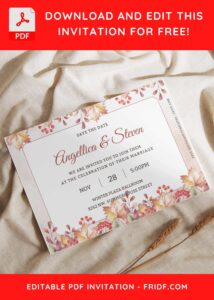 (Free Editable PDF) Beauty Of Autumn Wedding Invitation Templates I