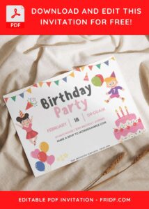 (Free Editable PDF) Joyful Kids Birthday Invitation Templates I