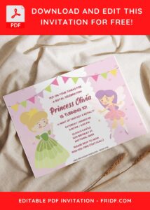 (Free Editable PDF) Cute Royal Princess Birthday Invitation Templates C