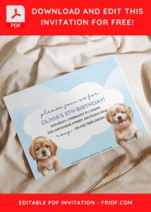 (Free Editable PDF) Beautiful And Cute Puppy Birthday Invitation Templates C