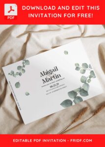 (Free Editable PDF) Watercolor Greenery Eucalyptus Wedding Invitation Templates I