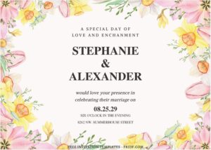 (Free Editable PDF) Beautiful Boho Spring Floral Wedding Invitation Templates A