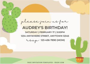 (Free Editable PDF) Beautiful & Cute Cactus Birthday Invitation Templates B