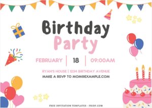 (Free Editable PDF) Joyful Kids Birthday Invitation Templates J