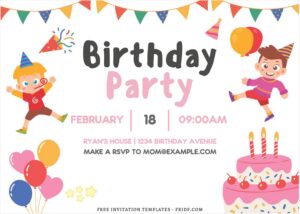 (Free Editable PDF) Joyful Kids Birthday Invitation Templates A