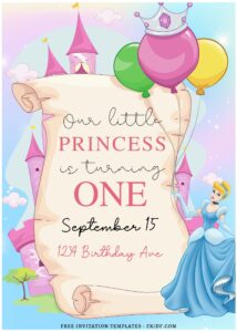 (Free Editable PDF) Enchanting Disney Princess Birthday Invitation Templates D