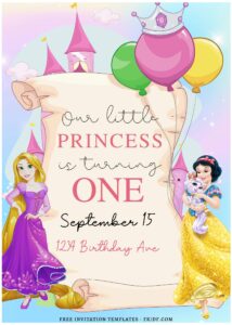 (Free Editable PDF) Enchanting Disney Princess Birthday Invitation Templates E