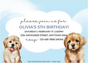 (Free Editable PDF) Beautiful And Cute Puppy Birthday Invitation Templates D