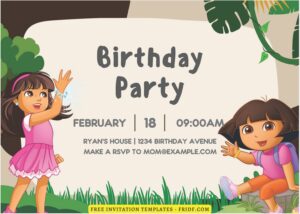 (Free Editable PDF) Dora The Explorer Birthday Invitation Templates B