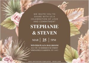 (Free Editable PDF) Bohemian Simplicity Wedding Invitation Templates J
