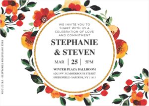 (Free Editable PDF) Decorative Floral Frame Wedding Invitation Templates B