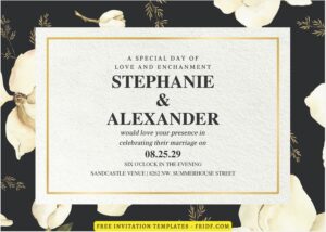 (Free Editable PDF) Rustic Garden Magnolia Wedding Invitation Templates B
