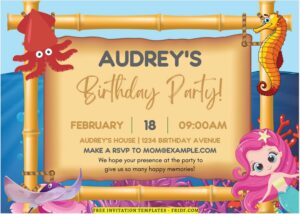 (Free Editable PDF) Splish Splash Mermaid Bash Invitation Templates A