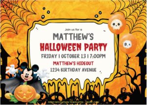 (Free Editable PDF) Mickey Mouse And Friends Halloween Birthday Invitation Templates A