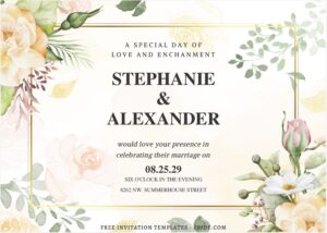 (Free Editable PDF) Enchanting Nature Wedding Invitation Templates B