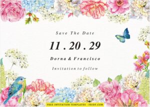 (Free Editable PDF) Floral Love Bird Wedding Invitation Templates J