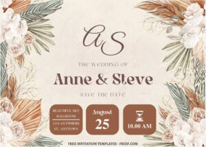 (Free Editable PDF) Eclectic Bohemian Style Wedding Invitation Templates A