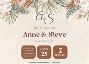 (Free Editable PDF) Eclectic Bohemian Style Wedding Invitation Templates B