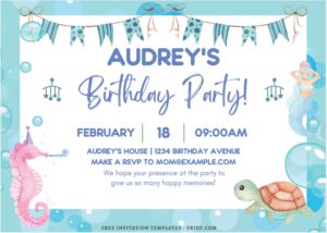 (Free Editable PDF) Watercolor Under The Sea Birthday Invitation Templates B