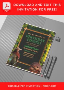(Free Editable PDF) Greenery Jungle Raya & Dragon Birthday Invitation Templates G