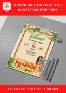 (Free Editable PDF) Beautiful Pocahontas Birthday Invitation Templates C
