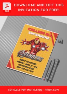 (Free Editable PDF) Marvel Avengers Endgame Birthday Invitation Templates C