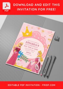 (Free Editable PDF) Disney Princess Sleeping Beauty Birthday Invitation Templates C