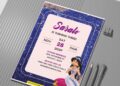 (Free Editable PDF) Shimmering Glitter Jasmine Aladdin Invitation Templates C