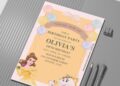 (Free Editable PDF) Royal Disney Princess Belle Birthday Invitation Templates c