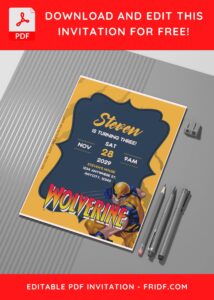 (Free Editable PDF) Awesome Wolverine Birthday Invitation Templates C
