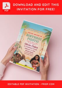 (Free Editable PDF) Tropical Summer Fiesta With Moana Birthday Invitation Templates D