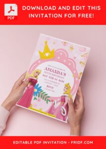 (Free Editable PDF) Disney Princess Sleeping Beauty Birthday Invitation Templates D