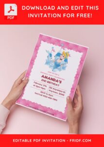 (Free Editable PDF) Disney Charm Cinderella Birthday Invitation Templates D