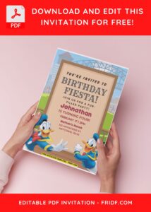 (Free Editable PDF) Playful Donald Duck Birthday Invitation Templates D